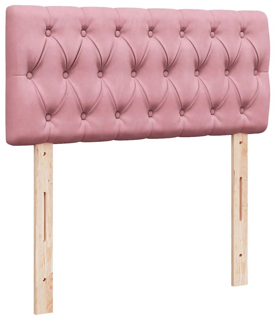 vidaXL Κρεβάτι Boxspring με Στρώμα Ροζ 90x190 εκ. Βελούδινο