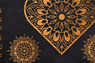 Intra απο ξύλο plywood 3mm-4mm πάχος κοπής με λέιζερ 3D Heart Mandala Δίασταση 30x30 cm INTRAFABR-85927053
