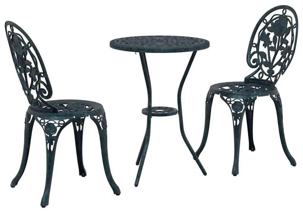 vidaXL Σετ Μπιστρό Κήπου 3 pcs Πράσινο Αλουμίνιο