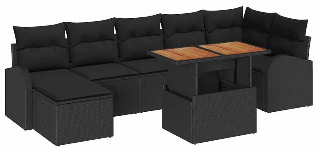 vidaXL Σετ Καναπέ Κήπου με μαξιλάρι 8 pcs Μαύρο