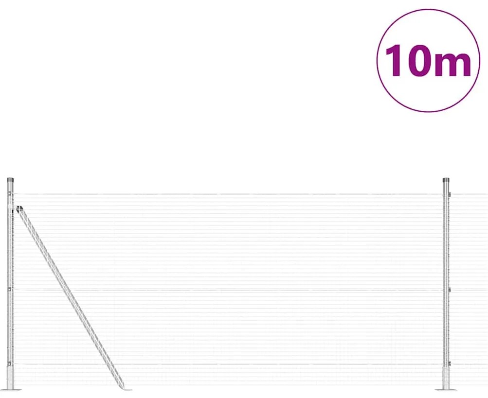 vidaXL Στύλος Περιφράξεων Ασημί 10 x 1 μ (19 x 19 μμ πλέγμα) Ατσάλι