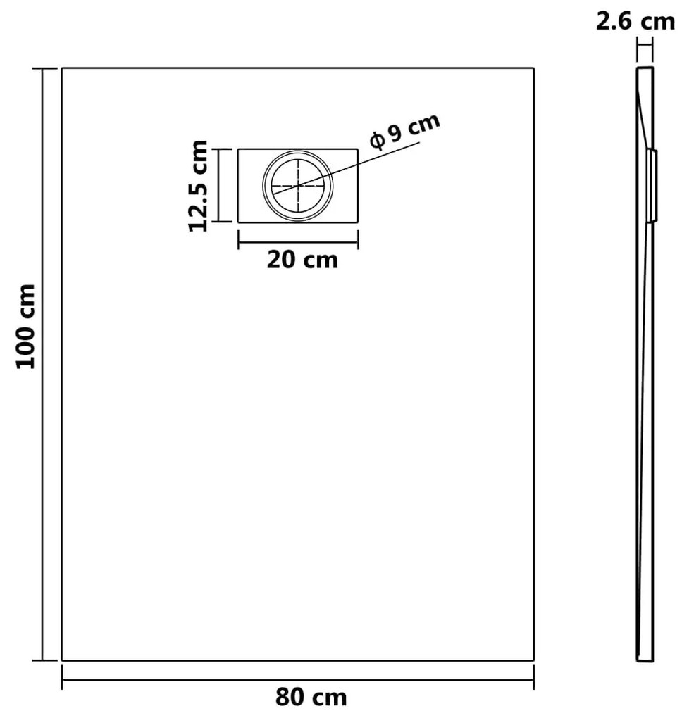 Βάση Ντουζιέρας Γκρι 100 x 80 εκ. από SMC - Γκρι