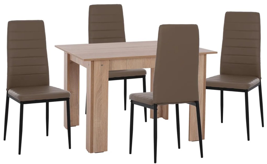 ΣΕΤ ΤΡΑΠΕΖΑΡΙΑΣ 5ΤΜΧ ΤΡΑΠΕΖΙ 110x80εκ. & 4 ΚΑΡΕΚΛΕΣ LADY K/D ΚΑΠΟΥΤΣΙΝΟ PU