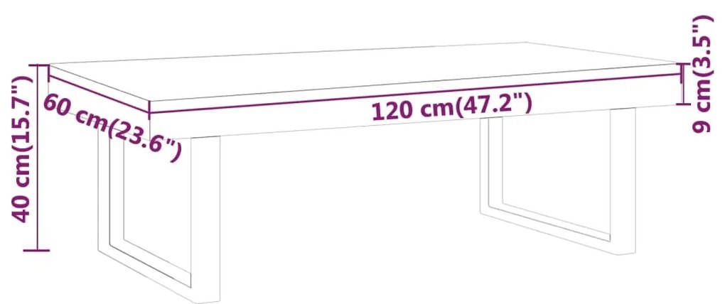 vidaXL Τραπεζάκι Σαλονιού Σκ. Καφέ/Μαύρο 120x60x40 εκ. από MDF/Σίδερο