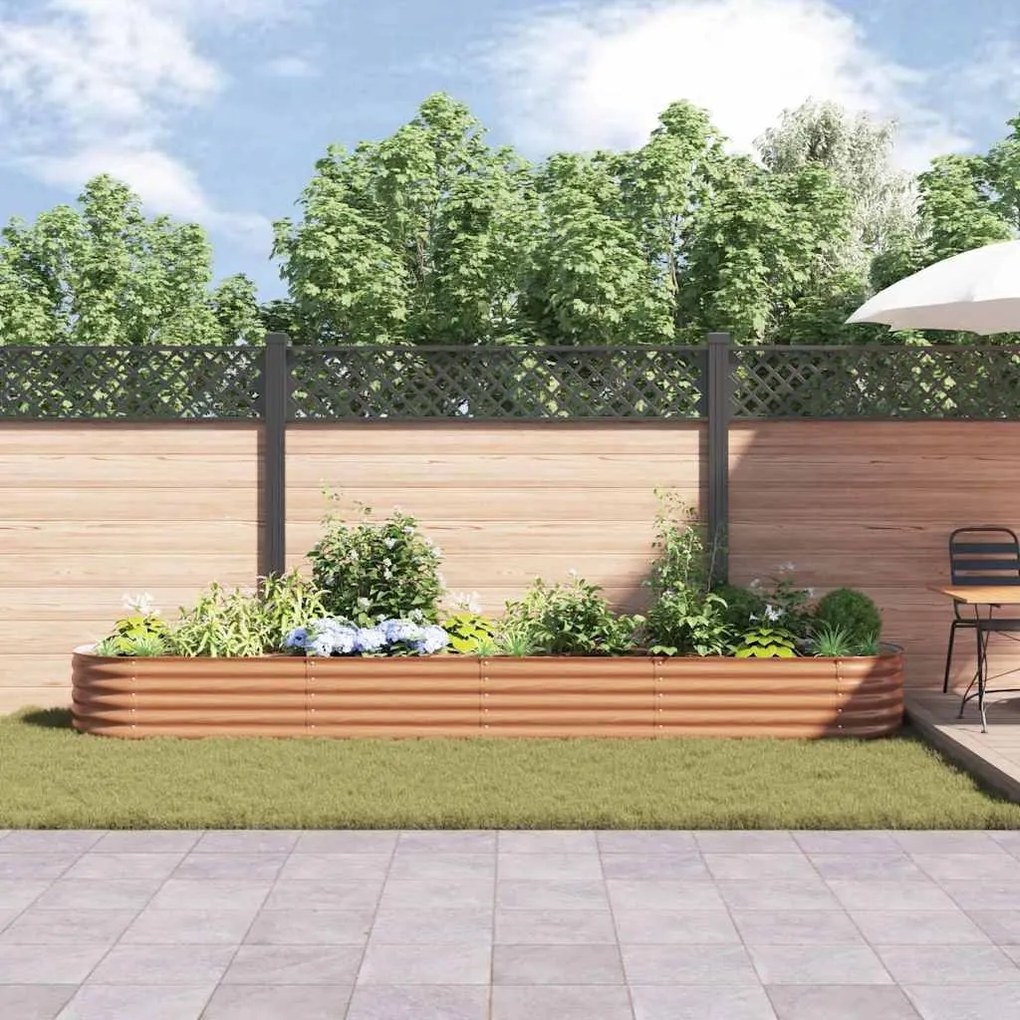 vidaXL Υπερυψωμένη Ζαρντινιέρα Καφέ 400 x 80 x 44 cm Ατσάλι