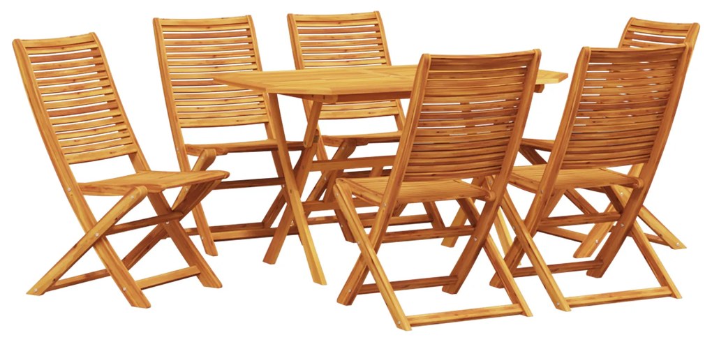 vidaXL Σέτ φαγητού για κήπο 7 pcs Καφέ Μασίφ ξύλο ακακίας