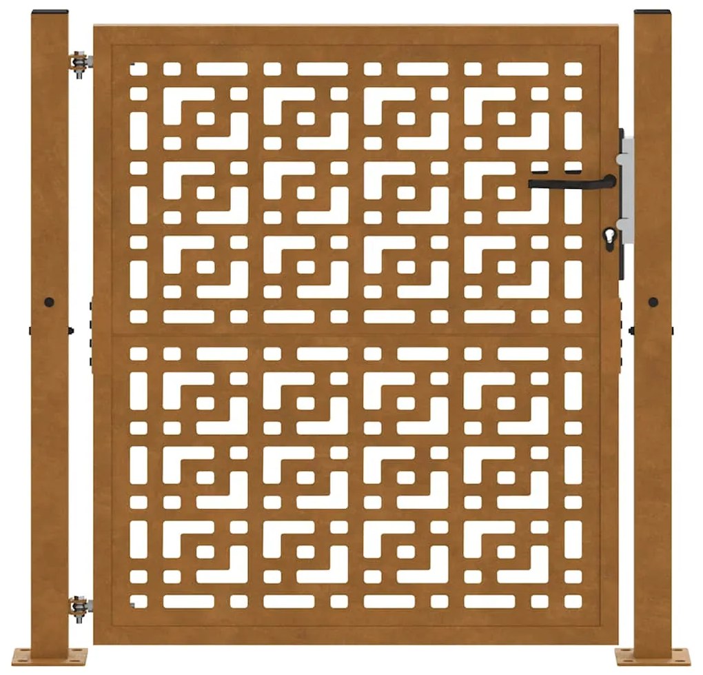 vidaXL Πύλη κήπου 105x105 cm Σταυρός σχεδιασμού από διαβρωμένο χάλυβα
