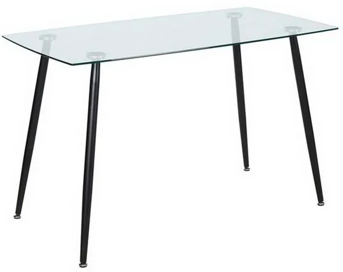 Τραπέζι Roby ΕΜ760,1 120x70x75cm Black Clear Metal, Glass