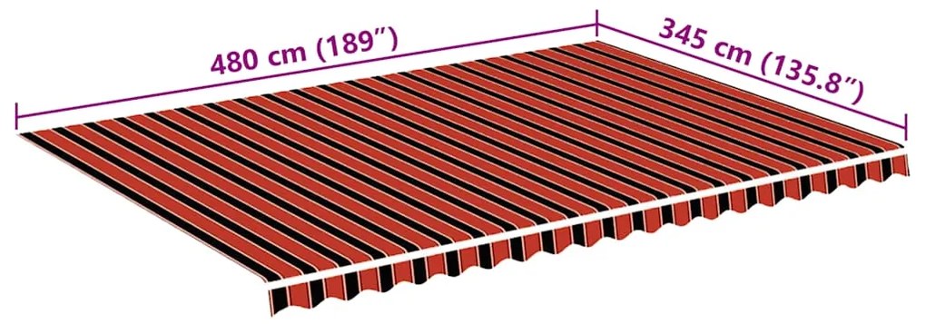 vidaXL Τεντόπανο Ανταλλακτικό Πορτοκαλί / Καφέ 5 x 3,5 μ.