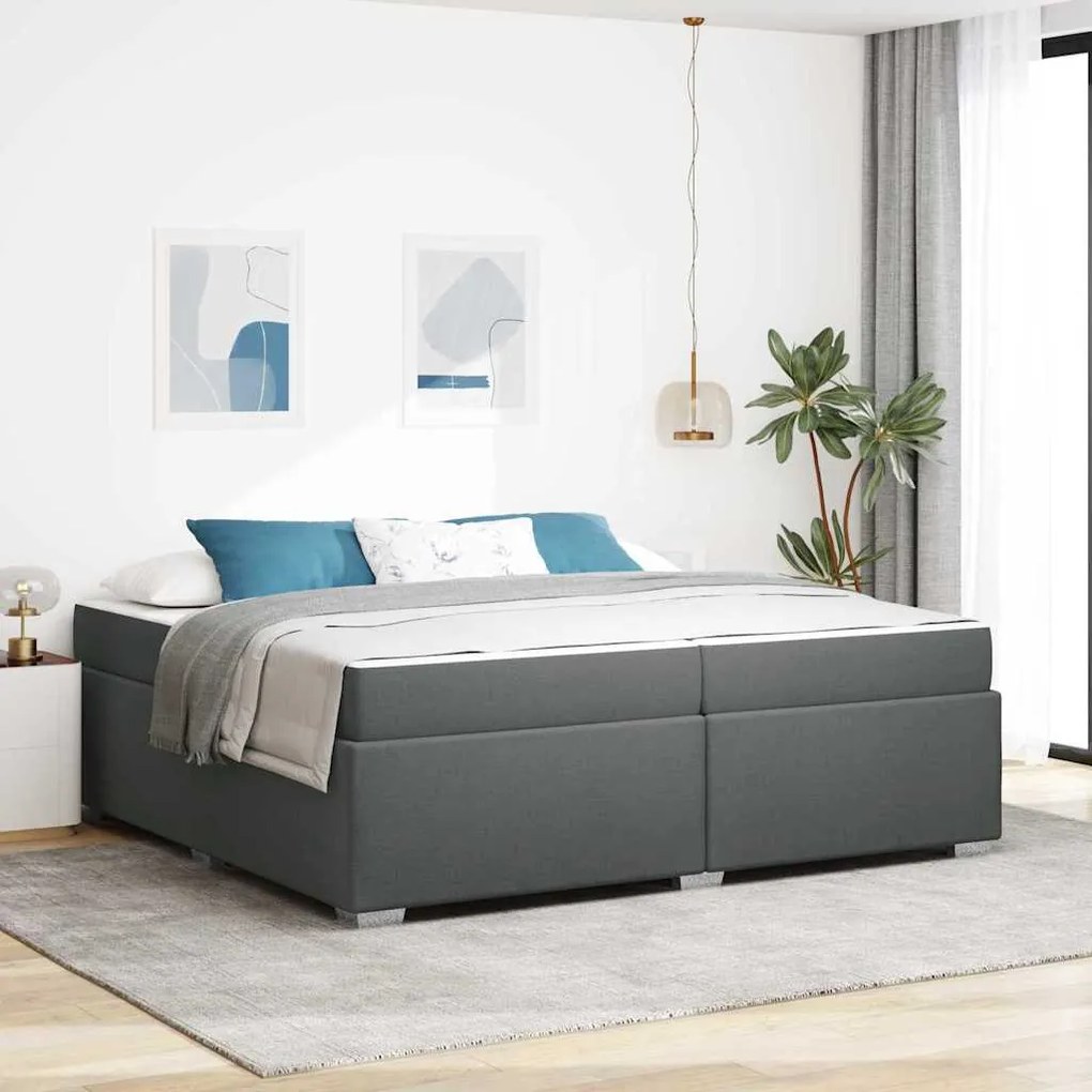 vidaXL Σκελετός Κρεβατιού Σκούρο γκρι 200 x 200 cm ύφασμα