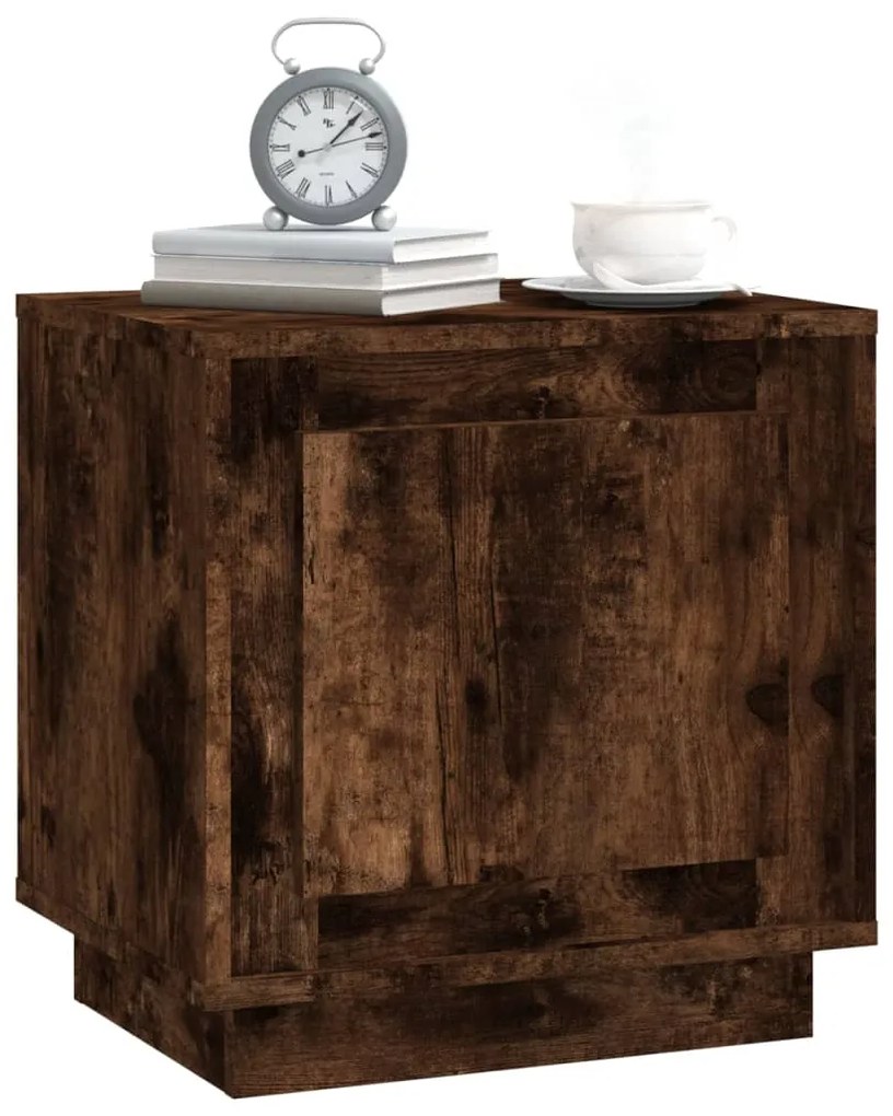 vidaXL Κομοδίνα Καπνιστή Δρυς 44x35x45 εκ. Επεξεργασμένο Ξύλο