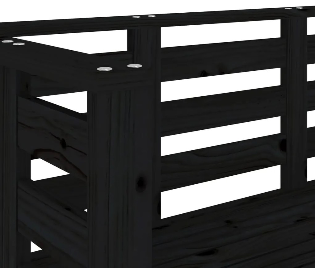 vidaXL Παγκάκι Κήπου Μαύρο 111,5 x 53 x 71 εκ. από Μασίφ Ξύλο Πεύκου