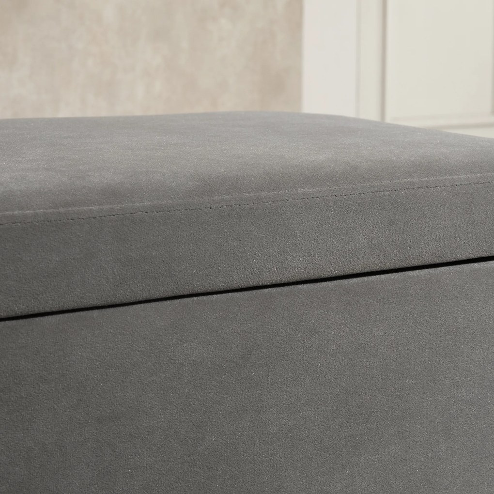 HOMCOM Παγκάκι, Ταμπουράς με Αποθηκευτικό Χώρο, Σεντούκι-Παγκάκι, Μέταλλο, Αφρός, Ξύλο Καουτσούκ, Ανθρακί Γκρι, 110 x 43 x 45 εκ.