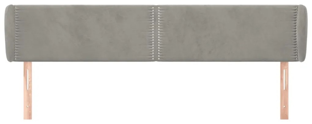 vidaXL Κεφαλάρι με Πτερύγια Ανοιχτό Γκρι 183x23x78/88 εκ. Βελούδινο