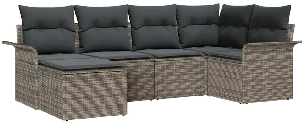 vidaXL Σετ Καναπέ Κήπου με μαξιλάρι 6 pcs Γκρι Πολυ ράταν