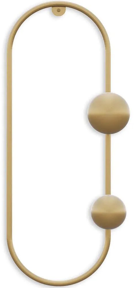 Κρεμάστρα Τοίχου 2 Θέσεων Cricket 494PYT1144 17x7x41cm Gold Wallity Μέταλλο