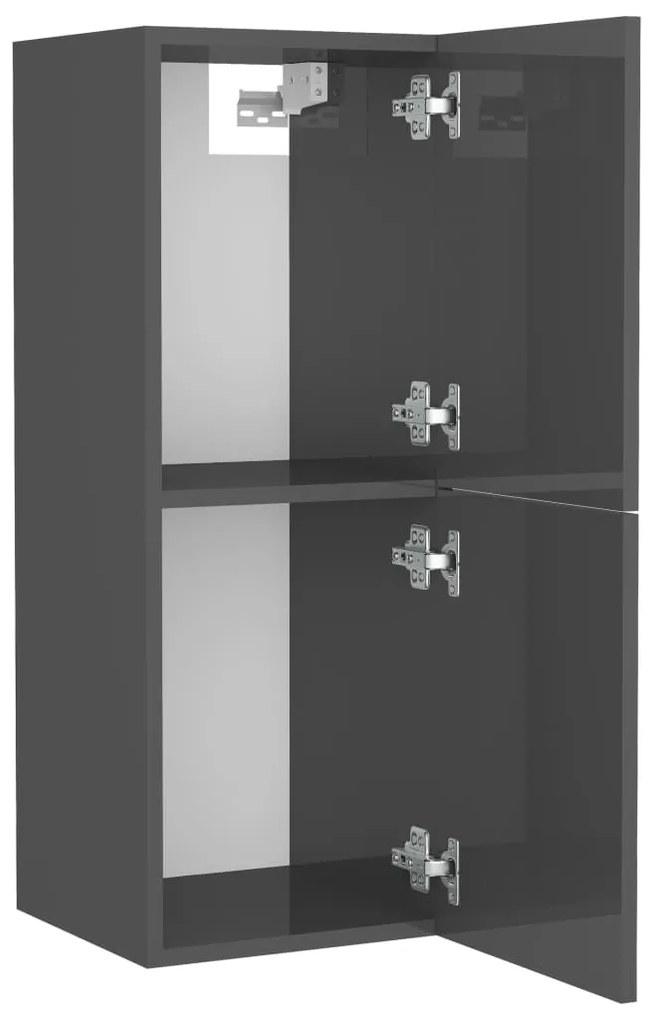 vidaXL Ντουλάπι Μπάνιου Γυαλιστερό Γκρι 30 x 30 x 80 εκ. Μοριοσανίδα