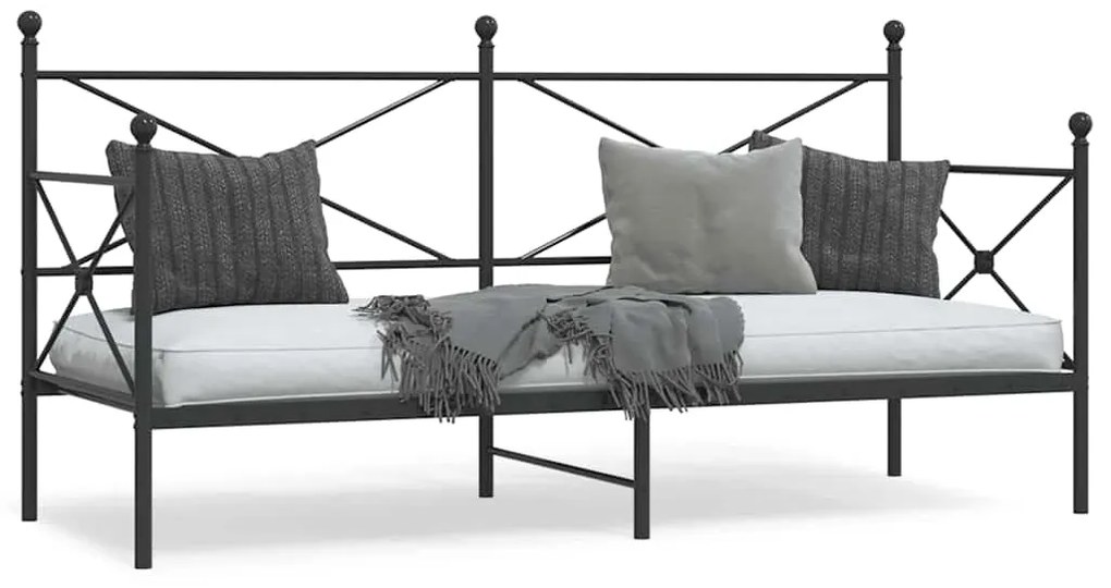 vidaXL Κρεβάτι ημέρας χωρίς στρώμα Μαύρο 90x200 cm Ατσάλι