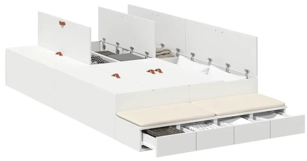 vidaXL Κρεβάτι με αποθηκευτικό χώρο Λευκό 226.5 x 120 x 31.5 εκ.