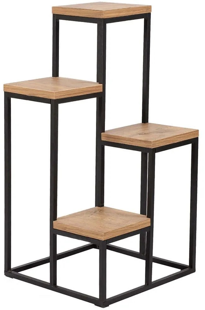 Ανθοστήλη Jason 835PUQ6297 34x67cm Pine-Black Hanah Home Μοριοσανίδα, Μέταλλο