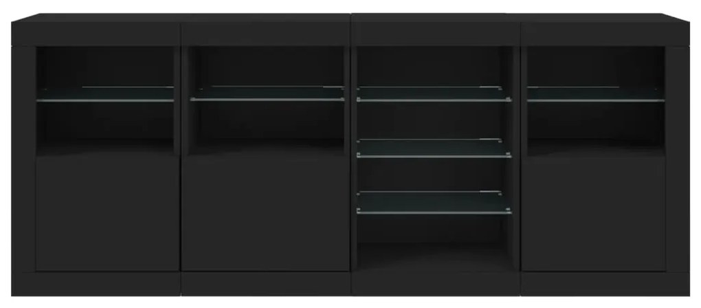 vidaXL Μπουφές με LED Μαύρος 164 x 37 x 67 εκ.