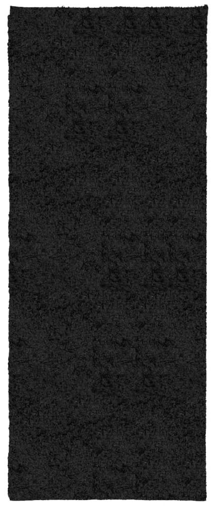 vidaXL Χαλί Shaggy με Ψηλό Πέλος Μοντέρνο Μαύρο 80 x 200 εκ.