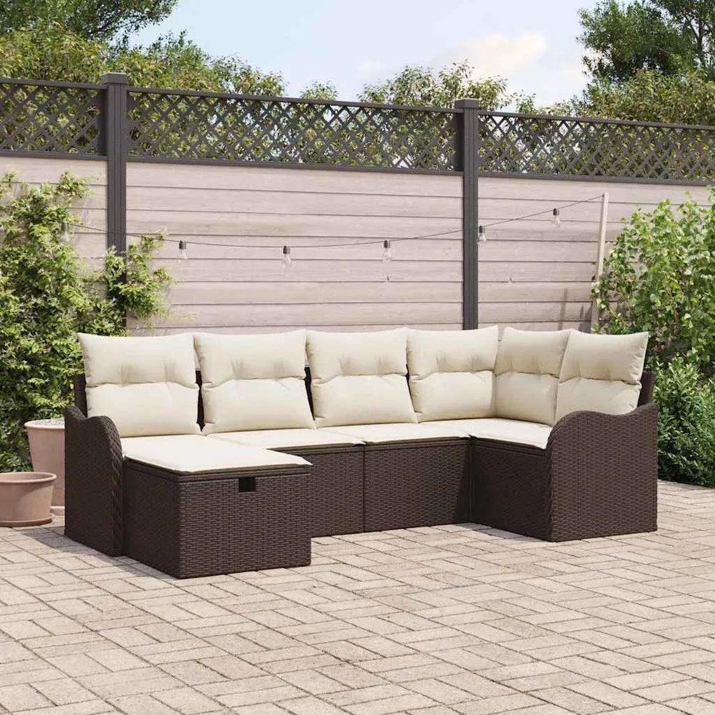vidaXL Σετ Καναπέ Κήπου 6 pcs Καφέ και κρεμ 232.5 x 122.5 x 85 εκ