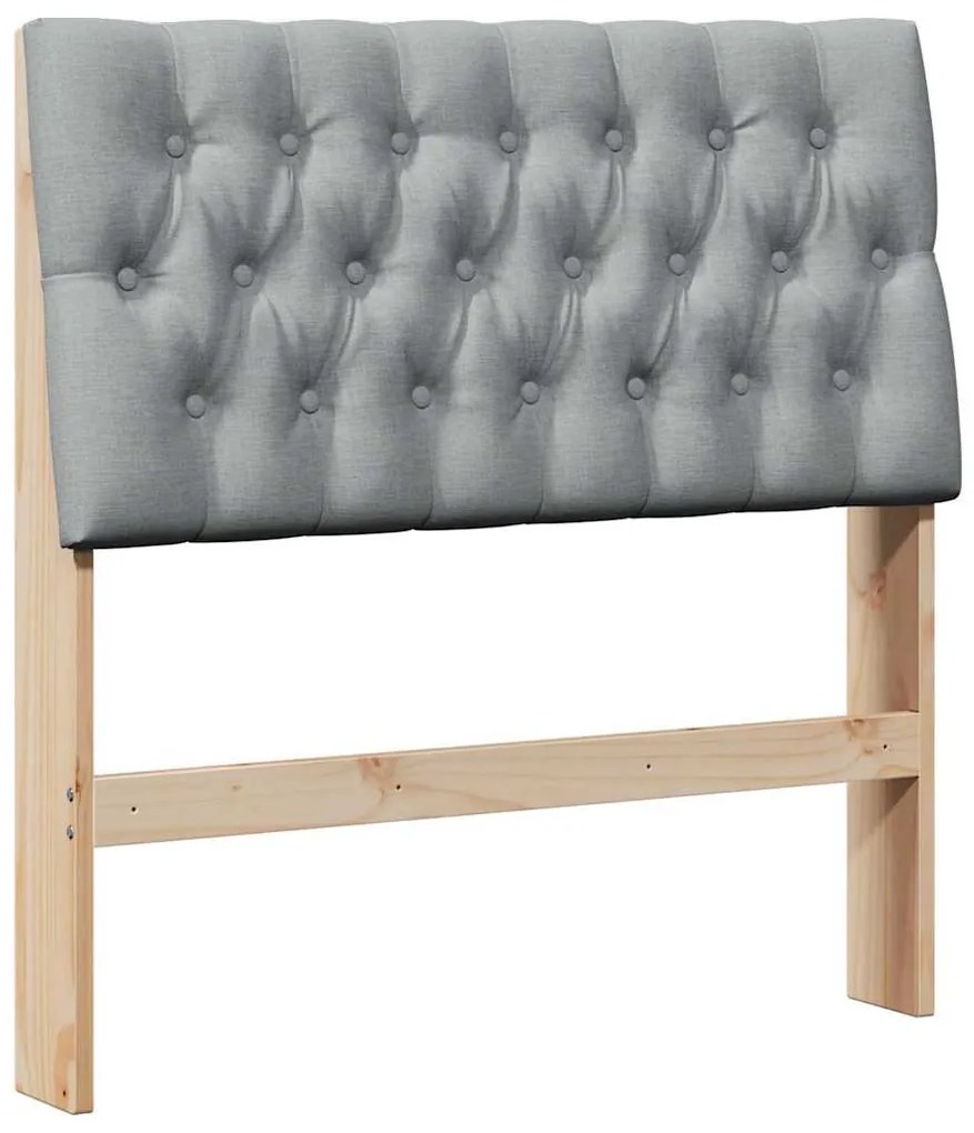 vidaXL Ταπετσαρισμένο κεφαλάρι Ανοιχτό γκρι 90 cm Στερεά ξυλεία πεύκου