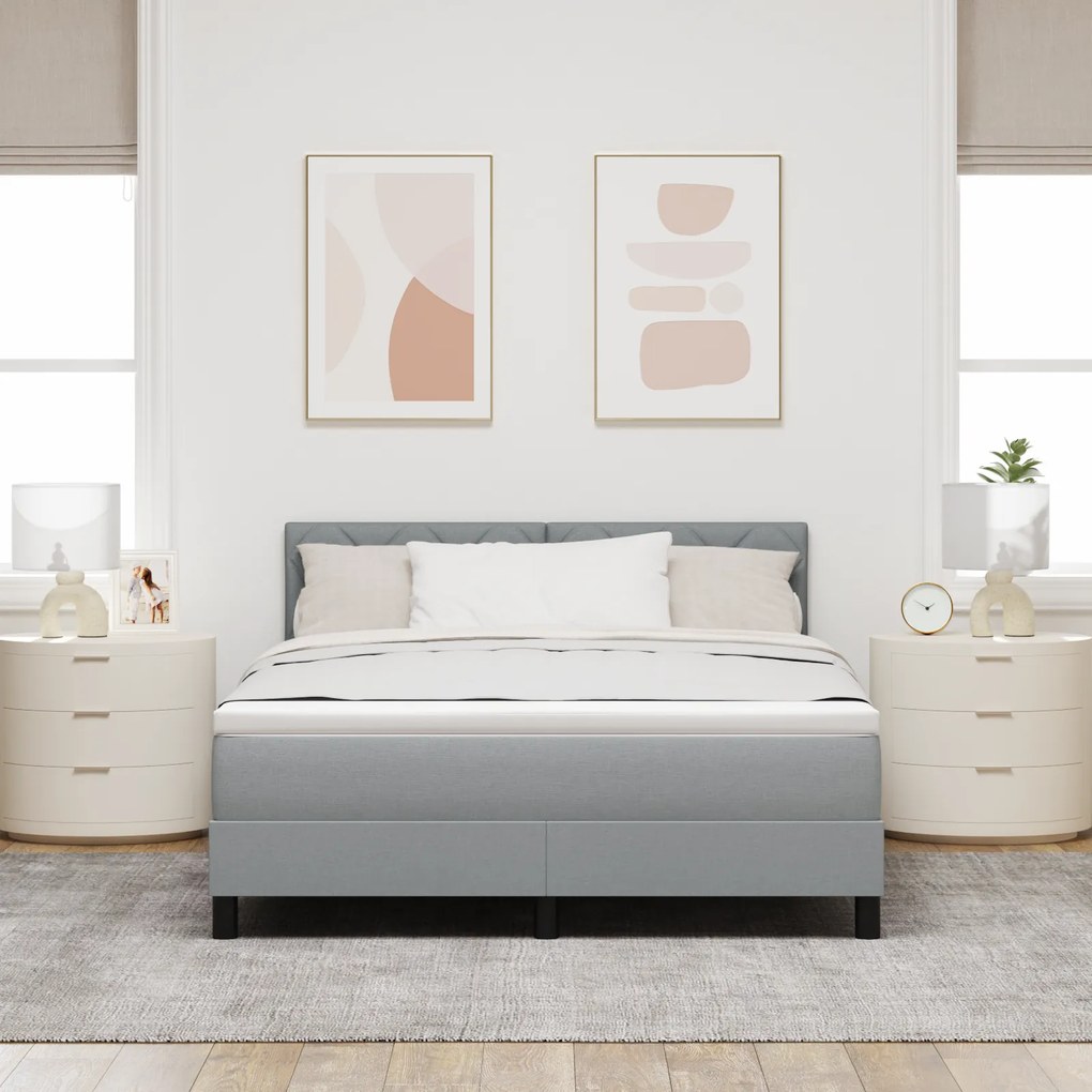 vidaXL Κρεβάτι Box Spring με Στρώμα Ανοιχτό Γκρι 140x200 εκ Ύφασμα