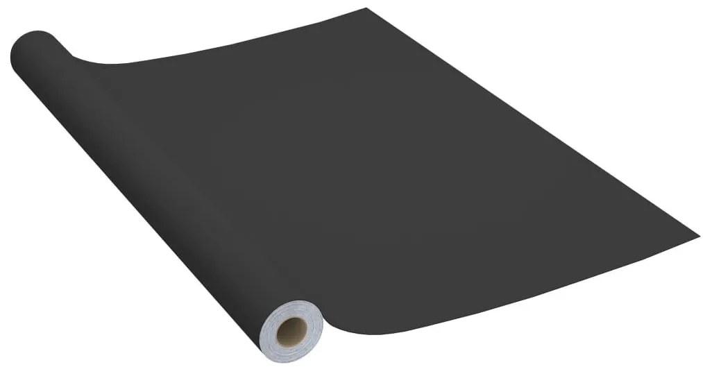 Μεμβράνη Αυτοκόλλητη για Έπιπλα Μαύρη 500 x 90 εκ. από PVC - Μαύρο