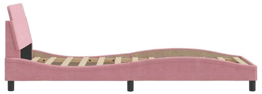 vidaXL Πλαίσιο Κρεβατιού με Κεφαλάρι Ροζ 80x200 εκ. Βελούδινο
