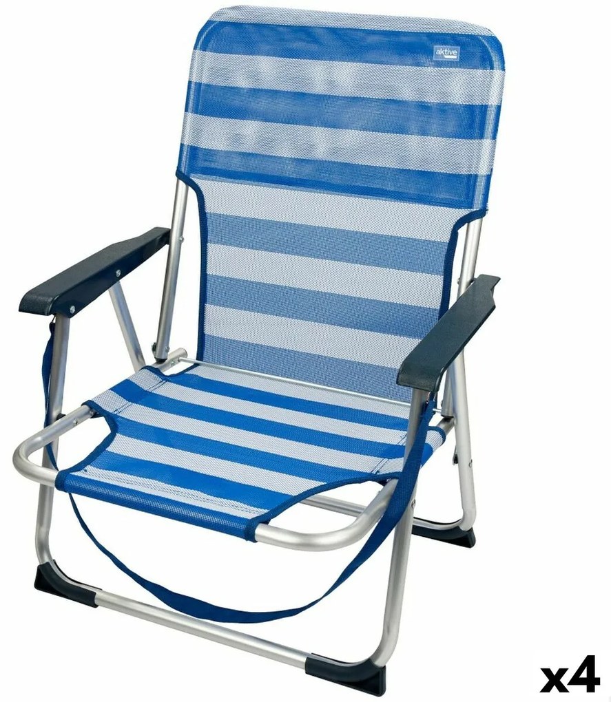 Καρέκλα στην παραλία Aktive Εύκαμπτο Μπλε 44 x 72 x 35 cm (4 Μονάδες)