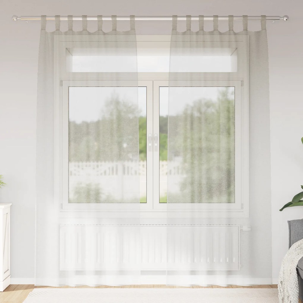 vidaXL Κουρτίνες με κουρτίνες 2 pcs Κρεμ 140 x 225 cm Πολυεστέρας