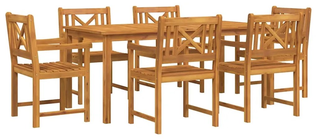 vidaXL Σέτ φαγητού για κήπο 7 pcs Καφέ Μασίφ ξύλο ακακίας