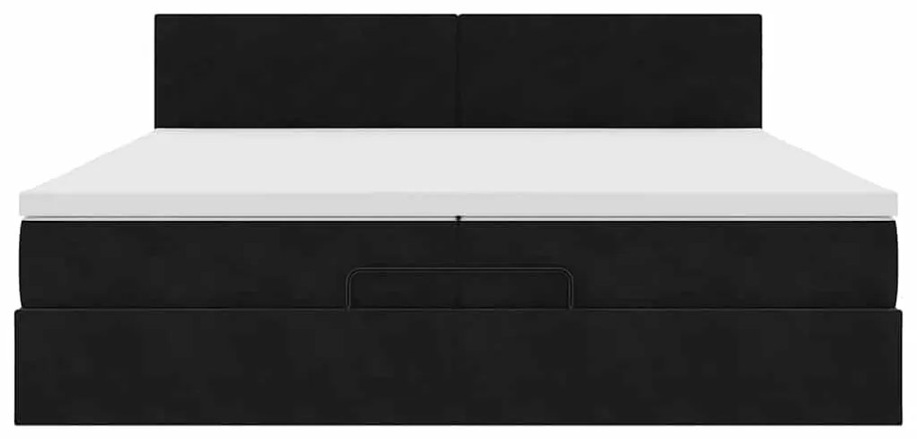vidaXL Οθωμανικό κρεβάτι με στρώματα & LEDs Μαύρο 200x200cm Velvet