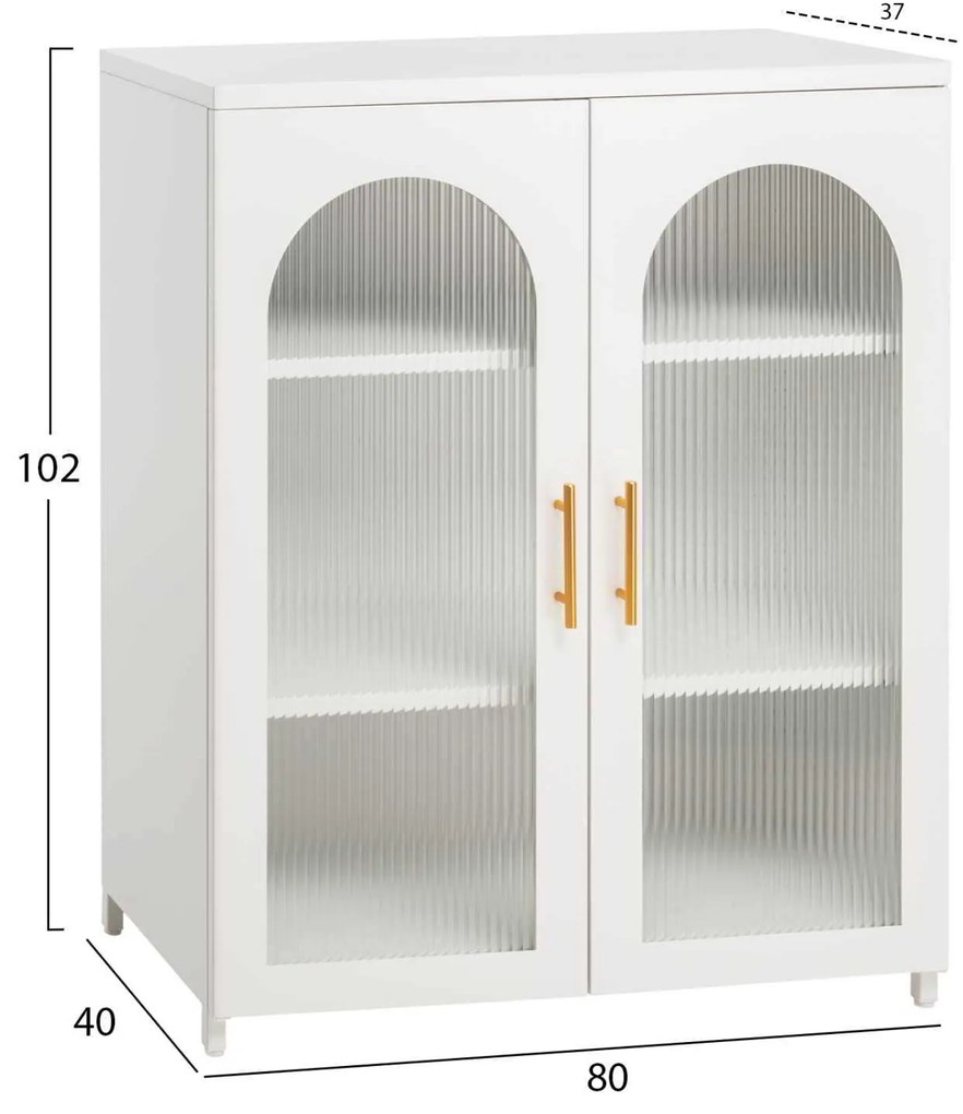 ΜΕΤΑΛΛΙΚΟ ΝΤΟΥΛΑΠΙ ΒΙΤΡΙΝΑ CARIL HM9571.02 ΛΕΥΚΟ 80x37-40x102Yεκ.