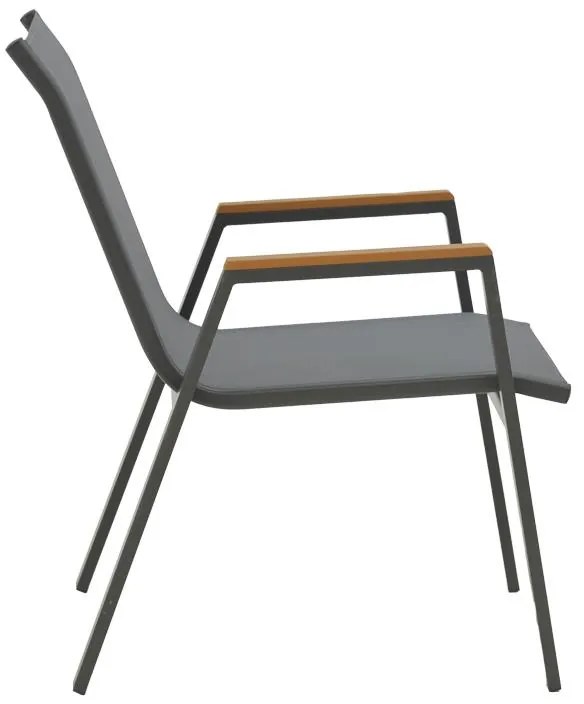 Τραπεζαρία Azelie-Kliton σετ 7τεμ ανθρακί ύφασμα-ανθρακί αλουμίνιο 77x55x94εκ 150x80x74 εκ.