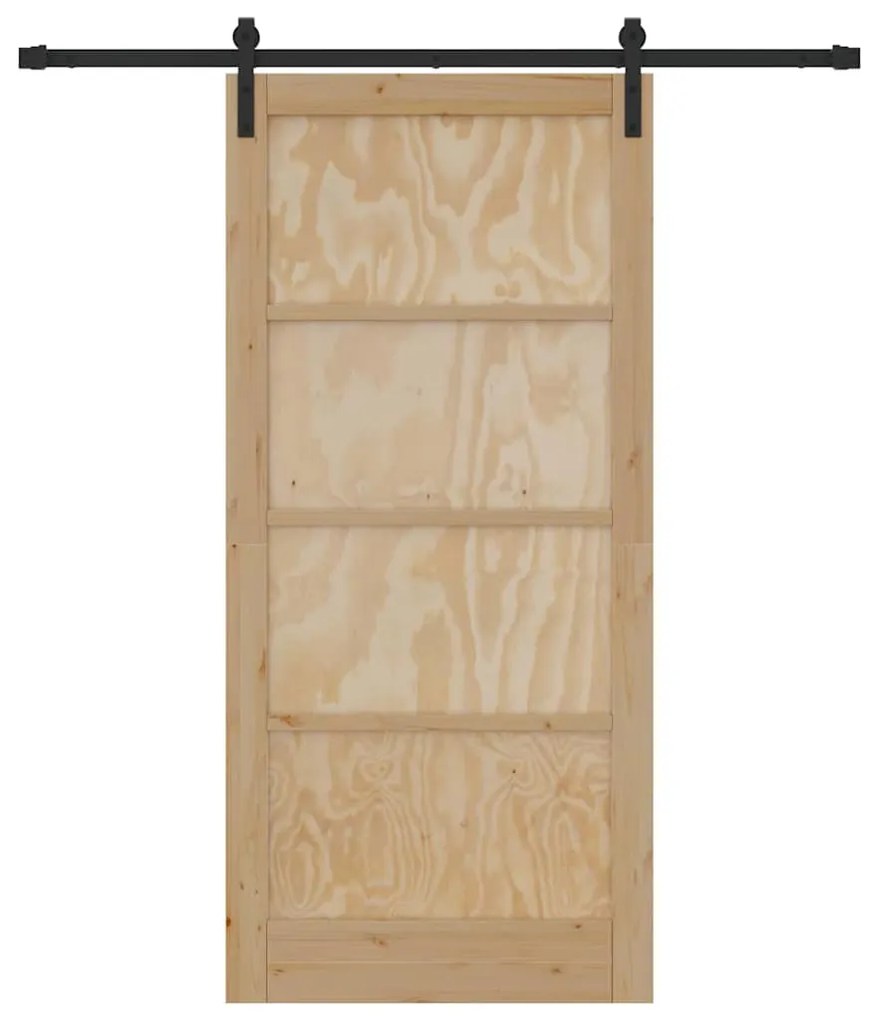 vidaXL Συρόμενη Πόρτα Φυσικό και μαύρο 93 x 202 cm