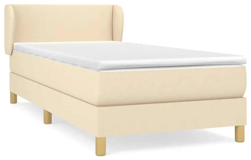 Κρεβάτι Boxspring με Στρώμα Κρεμ 80 x 200 εκ. Υφασμάτινο - Κρεμ