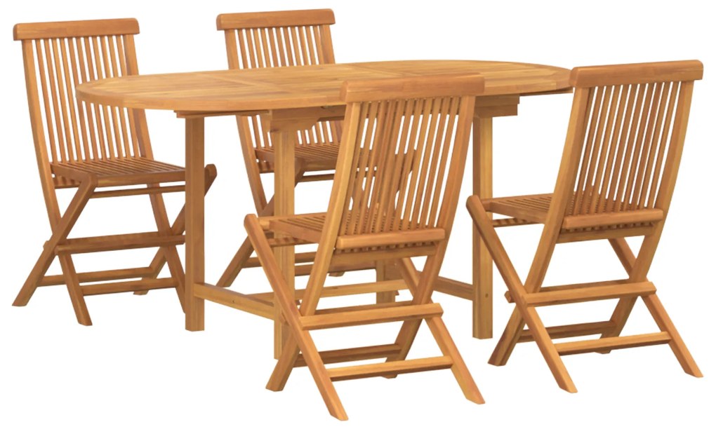 vidaXL 5 τεμαχίων σετ κήπου μασίφ ξύλο teak