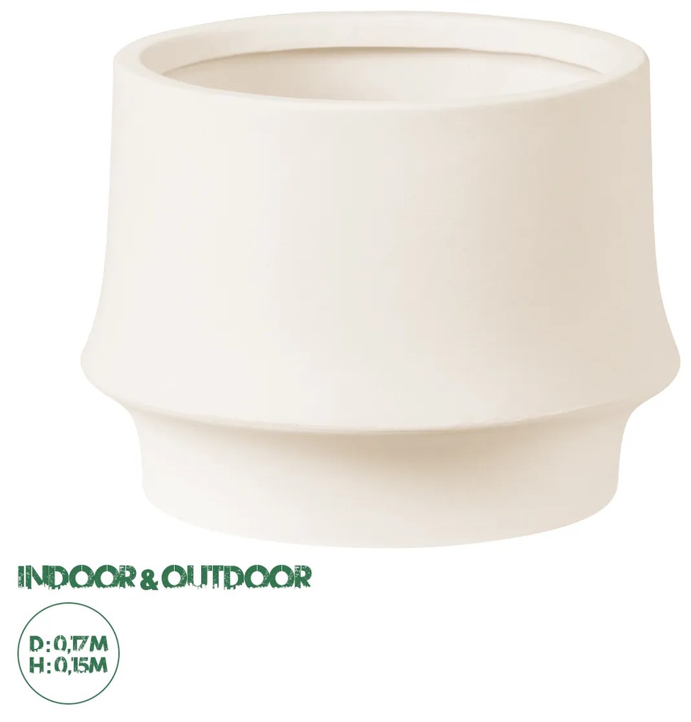 GloboStar® Artificial Garden VENICE 20448 Πήλινο Κεραμικό Κασπώ Γλάστρα - Flower Pot Μπεζ  Φ17cm x Υ15cm