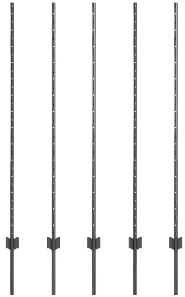vidaXL Πό posts φράχτη 10 pcs Γκρι 140 cm Ατσάλι