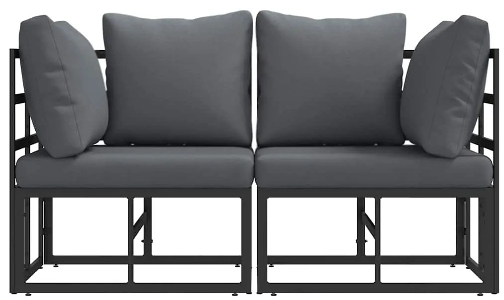 vidaXL Εξωτερικά Έπιπλα με μαξιλάρι με μαξιλάρι 2 pcs Μαύρο Αλουμίνιο