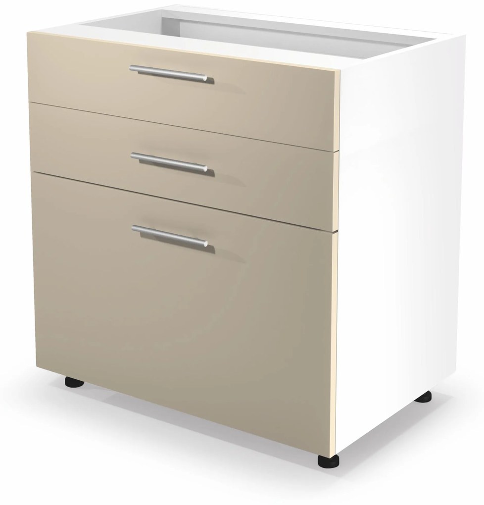 VENTO DS3-80/82 lower cabinet with drawers, color: white/beige DIOMMI V-UA-VENTO-D3S_H-80/82-BEŻOWY DIOMMI-60-22802