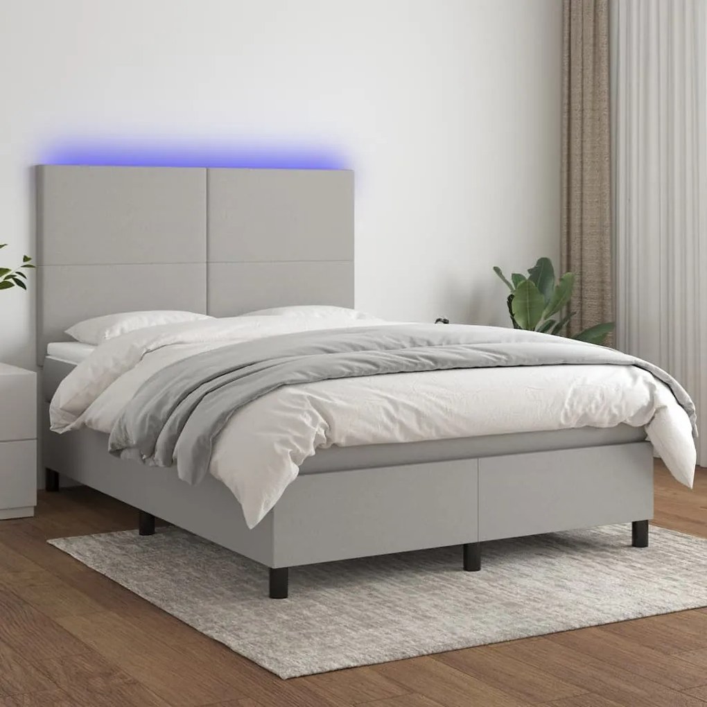 ΚΡΕΒΑΤΙ BOXSPRING ΜΕ ΣΤΡΩΜΑ &amp; LED ΑΝ.ΓΚΡΙ 140X190ΕΚ. ΥΦΑΣΜΑΤΙΝΟ 3134709