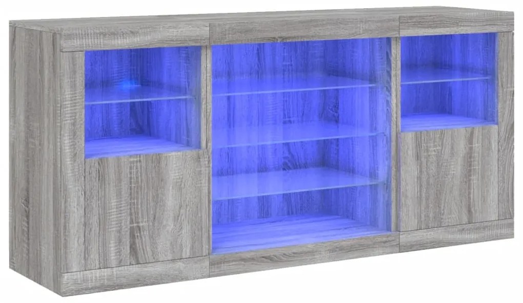 vidaXL Μπουφές με LED Γκρι Sonoma 142,5x37x67 εκ.