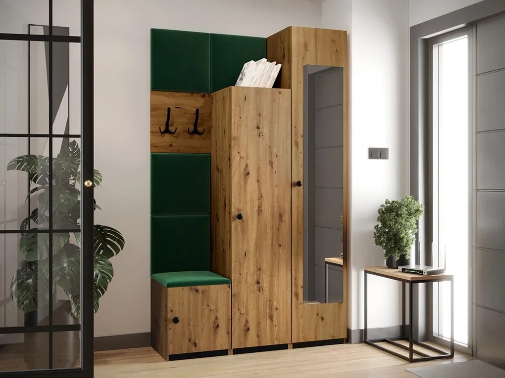 Σετ διαδρόμου Hartford E103, 214x42x44cm, 96 kg, Καθρέφτης, Artisan δρυς, Ταπισερί, Πλαστικοποιημένη μοριοσανίδα, Τοίχου, Εντοιχισμένη | Epipla1.gr