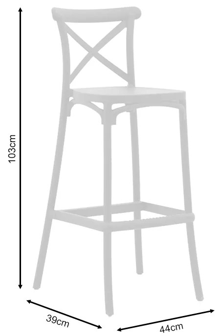 Σκαμπό μπαρ Crossie pakoworld pp λευκό 44x39x103εκ - 292-000010