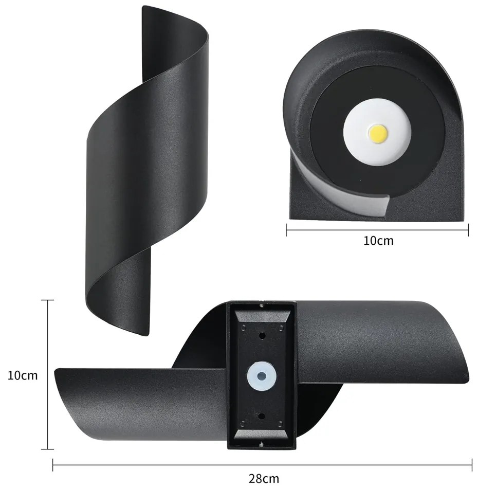 POWERTECH LED φωτιστικό τοίχου HLL-0163, 10W, 4000K, 850lm, IP65, μαύρο