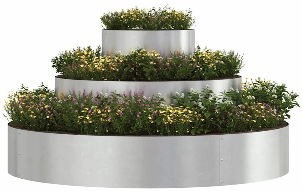vidaXL Γλάστρα Κήπου Ασημί 120 x 120 x 20 εκ. Ανοξείδωτο ατσάλι